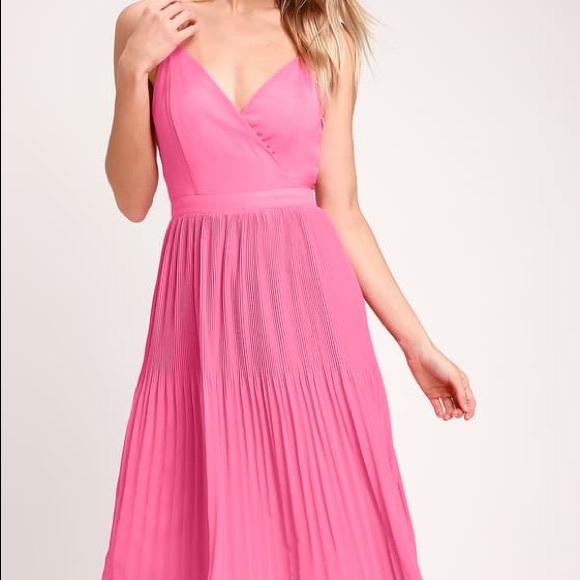 Lulus Love for You Pink Pleated Midi Dress - Picture 2 of 5